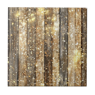 Gold Sparkle Holzmuster Fliese