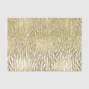 Gold Sparkle Imitate Glitzer Zebra Print Seidenpapier