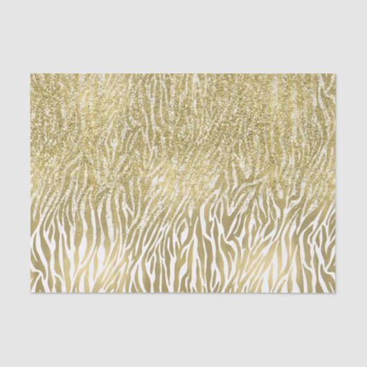Gold Sparkle Imitate Glitzer Zebra Print Seidenpapier (Vorderseite)