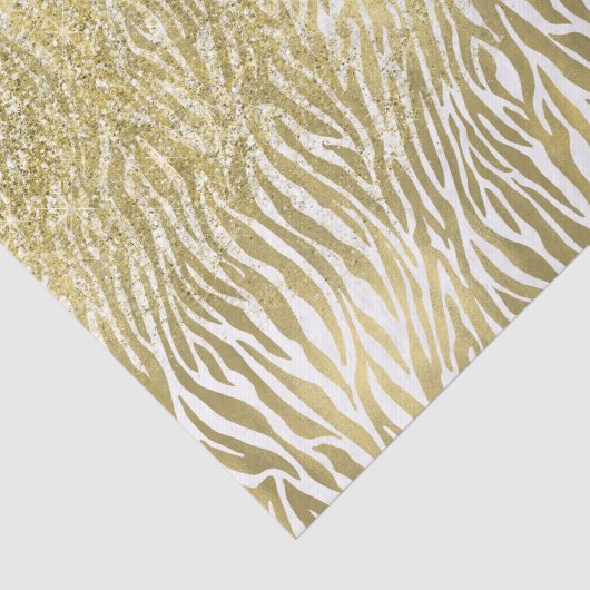 Gold Sparkle Imitate Glitzer Zebra Print Seidenpapier (Ausschnitt)