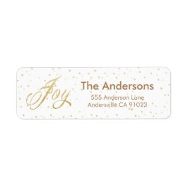 Gold Sparkle Joy Christmas Address Labels