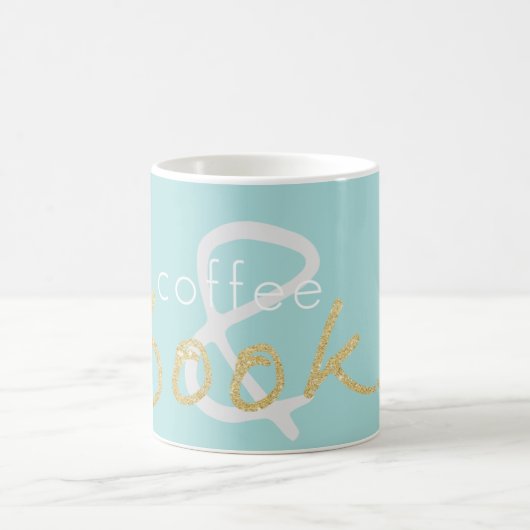Gold Sparkle Kaffee und Bücher Tasse (Mittel)