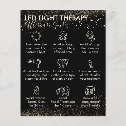 Gold Sparkle Led Light Therapy Aftercare Budget Flyer (Hinten)