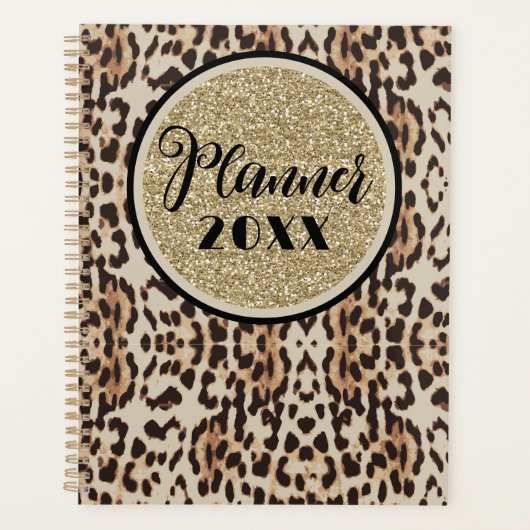Gold Sparkle Leopard Print Planer (Vorderseite)