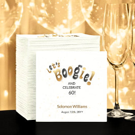Gold Sparkle Let's Boogie 60th Birthday Serviette