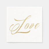 Gold Sparkle Liebe Hochzeitspapier Napkins Set Serviette (Vorderseite)