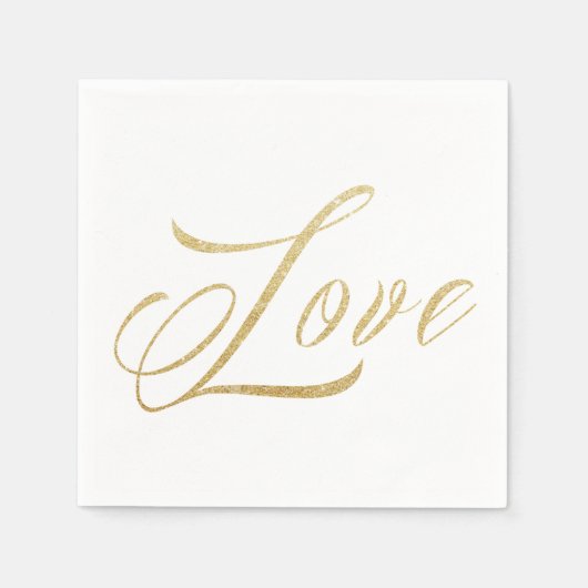 Gold Sparkle Liebe Hochzeitspapier Napkins Set Serviette (Vorderseite)