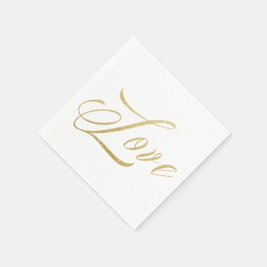 Gold Sparkle Liebe Hochzeitspapier Napkins Set Serviette (Ecke)