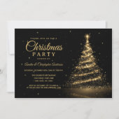 Gold Sparkle Light Tree Weihnachts-Party Einladung (Vorderseite)