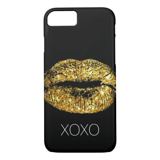 Gold Sparkle Lips Case-Mate iPhone Hülle (Rückseite)