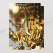 Gold Sparkle Moderne Klassische Foto Feiertagskarte (Vorne/Hinten)