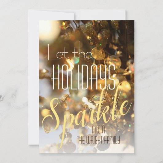 Gold Sparkle Moderne Klassische Foto Feiertagskarte (Vorderseite)