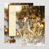 Gold Sparkle Moderne Klassische Foto Feiertagskarte (Vorne/Hinten)