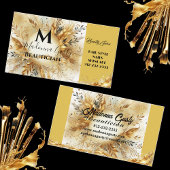 Gold Sparkle Monogram Floral Beauty Beruflich Visitenkarte