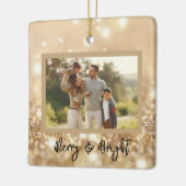 Gold Sparkle Personalisierte Weihnachtsfeier Keramikornament (Links)