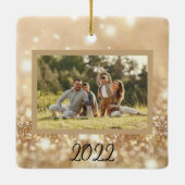 Gold Sparkle Personalisierte Weihnachtsfeier Keramikornament (Rückseite)
