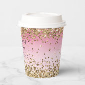 Gold Sparkle Pink Ombre Glitzer Zitat Pappbecher (Links)