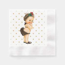 Gold Sparkle Polka Dot Paper Napkin Vintag Baby Serviette