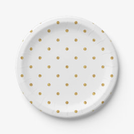 Gold Sparkle Polka Dot Paper Plate Pappteller
