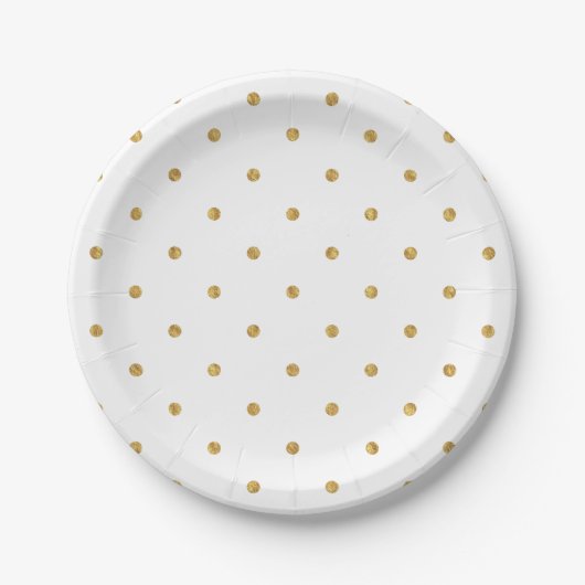 Gold Sparkle Polka Dot Paper Plate Pappteller (Vorderseite)