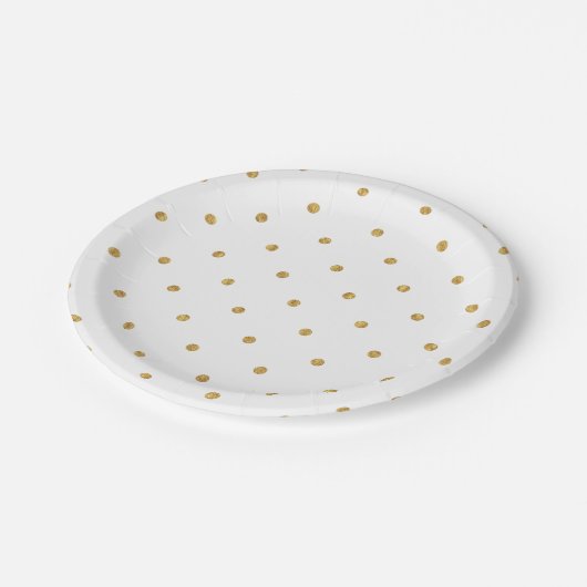 Gold Sparkle Polka Dot Paper Plate Pappteller (Schrägansicht)