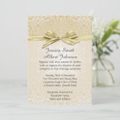 Gold Sparkle Ribbon Damask Wedite Einladung (Stehend Vorderseite)