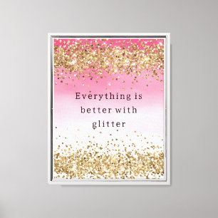 Gold Sparkle Rosa Ombre Glitzer Zitat Leinwanddruck