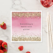 Gold Sparkle Rosa Ombre Glitzer Zitat Serviette (Beispiel)