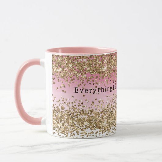 Gold Sparkle Rosa Ombre Glitzer Zitat Tasse (Links)