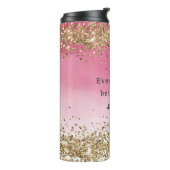 Gold Sparkle Rosa Ombre Glitzer Zitat Thermosbecher (Nach links gedreht)