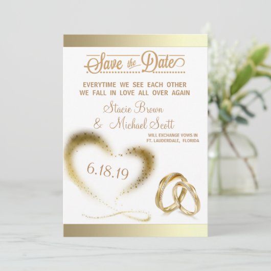 GOLD SPARKLE SAVE THE DATE (Stehend Vorderseite)