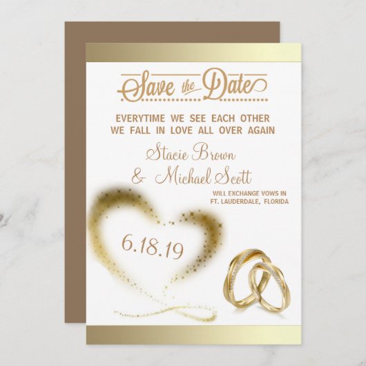 GOLD SPARKLE SAVE THE DATE (Vorne/Hinten)