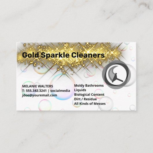 Gold Sparkle | Seifenblasen | Squeegee Visitenkarte (Vorderseite)