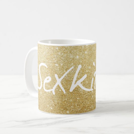 Gold Sparkle Sex Kitten Tasse (Vorderseite Links)