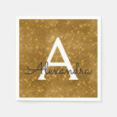 Gold Sparkle & Shimmer Monogram Erstgeburt Serviette (Vorderseite)