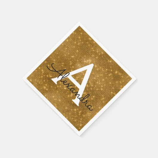 Gold Sparkle & Shimmer Monogram Erstgeburt Serviette (Ecke)