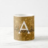 Gold Sparkle Shimmer Monogram Name & Initial Kaffeetasse (Mittel)