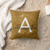 Gold Sparkle Shimmer Monogram Name & Initial Kissen (Decke)