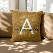 Gold Sparkle Shimmer Monogram Name & Initial Kissen