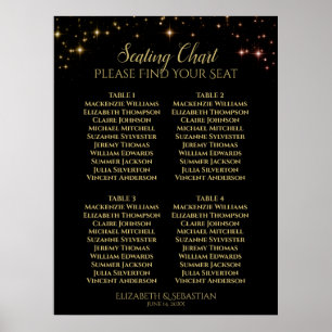 Gold Sparkle Stars 4 Tabelle Seekarte Poster