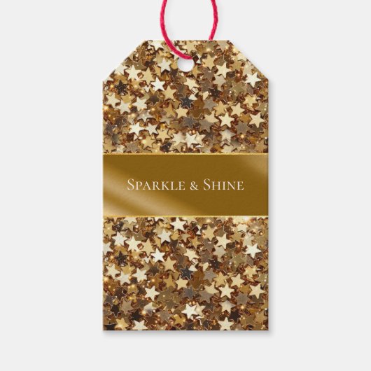 Gold Sparkle Stars Geschenkanhänger (Vorderseite)