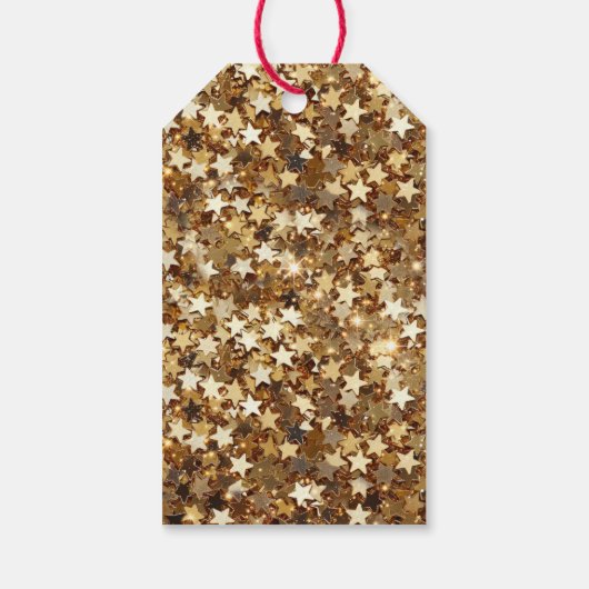 Gold Sparkle Stars Geschenkanhänger (Rückseite)