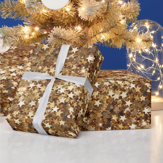 Gold Sparkle Stars Geschenkpapier (Feiertage)
