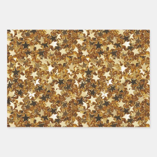Gold Sparkle Stars Geschenkpapier Set (Vorderseite 2)