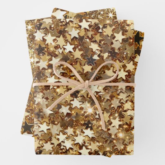 Gold Sparkle Stars Geschenkpapier Set (Beispiel)