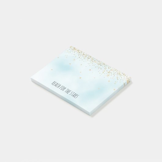 Gold Sparkle Stars Glitzy Glitzer Post-it Klebezettel (angewinkelt)