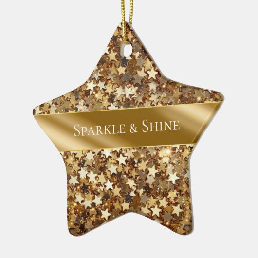 Gold Sparkle Stars Keramik Ornament (Links)