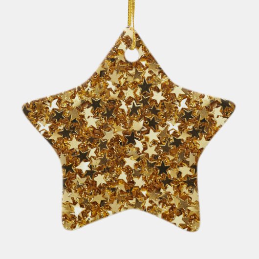 Gold Sparkle Stars Keramik Ornament (Hinten)