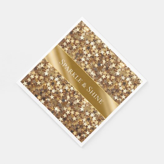 Gold Sparkle Stars Serviette (Ecke)