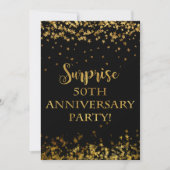 Gold Sparkle Stars Text 50 Jahre Einladung (Vorderseite)